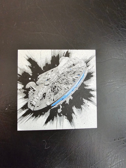 Millennium Falcon Silk Blue Hueforge 3D Art