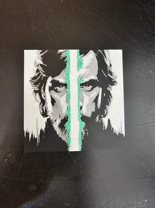 Older Luke Skywalker Green saber Close Up 3D Hueforge Art