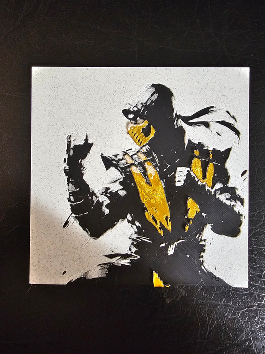 Scorpion Mortal Kombat 5 color Silk Gold 3D Hueforge Art