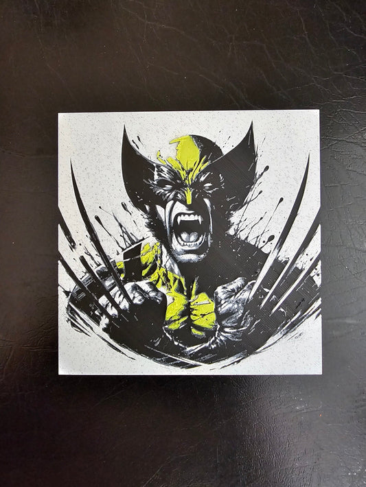 Old school yellow Wolverine Close Up 4 color 3D Hueforge Art