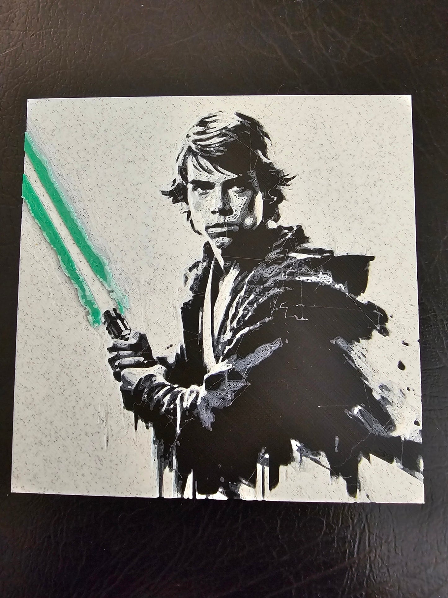 Young Luke Skywalker Black Shirt, Green or Blue Saber, 3D Hueforge Art