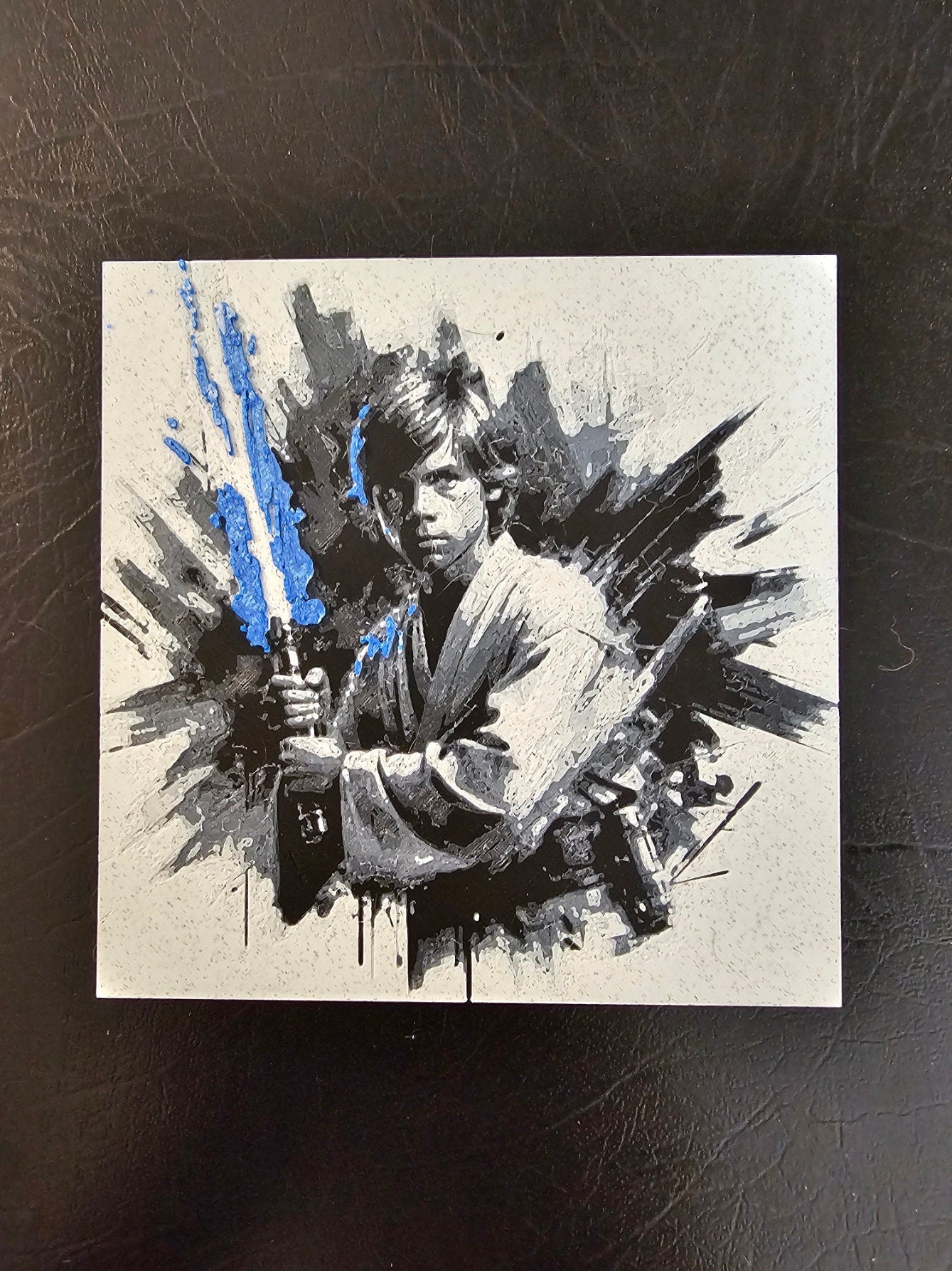 Young Luke Skywalker Black Shirt, Green or Blue Saber, 3D Hueforge Art