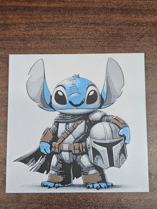 Mando Stitch, Lilo and Stitch 3D Printed Hueforge Fan Art