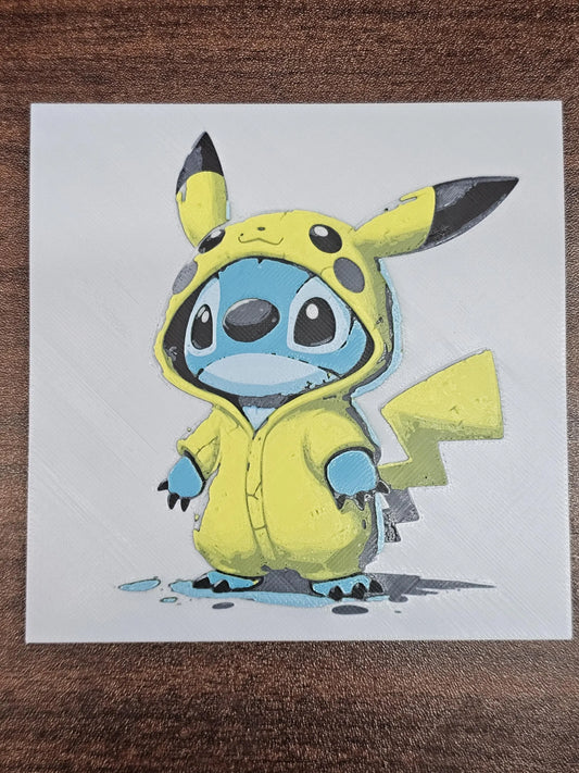 Pikachu Stitch, Lilo and Stitch 3D Printed Hueforge Fan Art