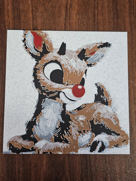 Rudolf, The Red Nose Reindeer 3D Printed Hueforge Fan Art