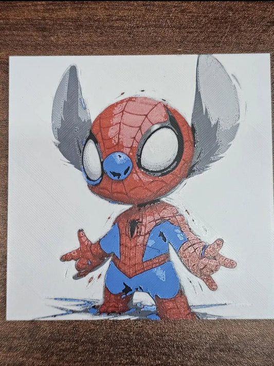 Spiderman Stitch, Lilo and Stitch 3D Printed Hueforge Fan Art
