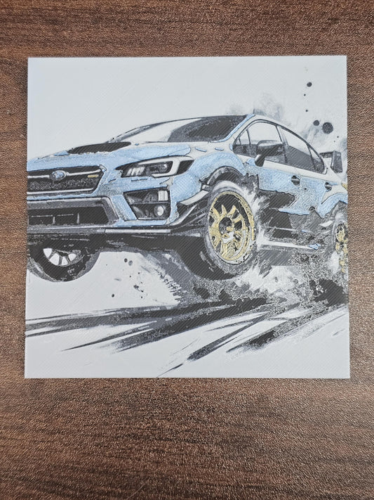 Subaru Impreza WRX 3D Printed Hueforge Fan Art
